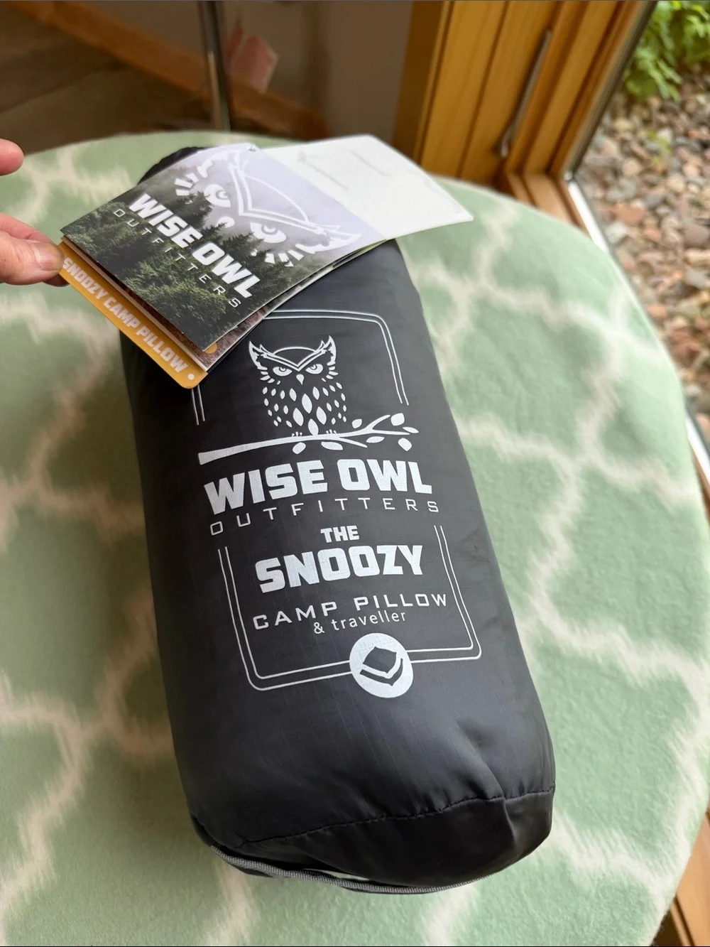 NWT Wise Owl Outfitters The Snoozy Camp Pillow Medium Size - Black and Gray